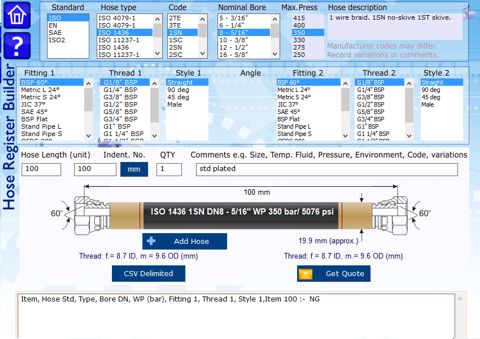 hydraulic hose register builder